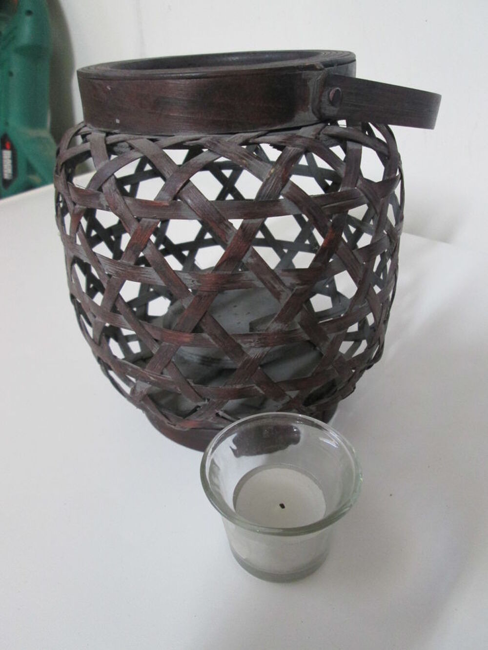 Lanterne de table, photophore en osier Décoration