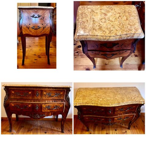 Commode et deux tables de chevet types Louis XV 1000 Les Marts (77)