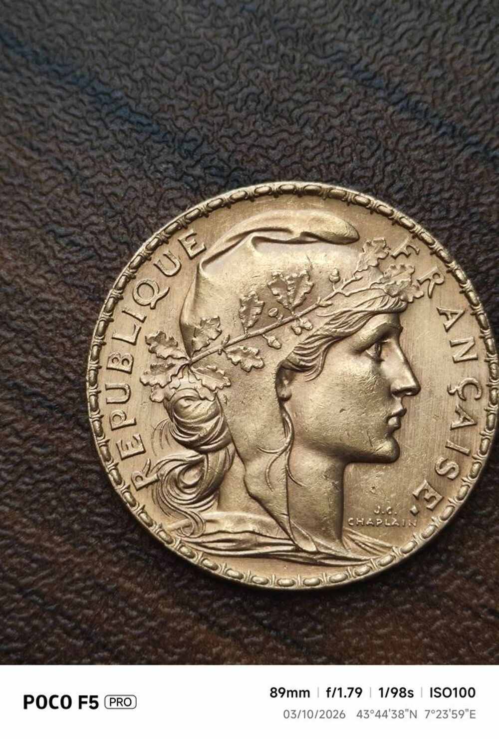 20 francs or Marianne or coq 1912 6,4 gr 