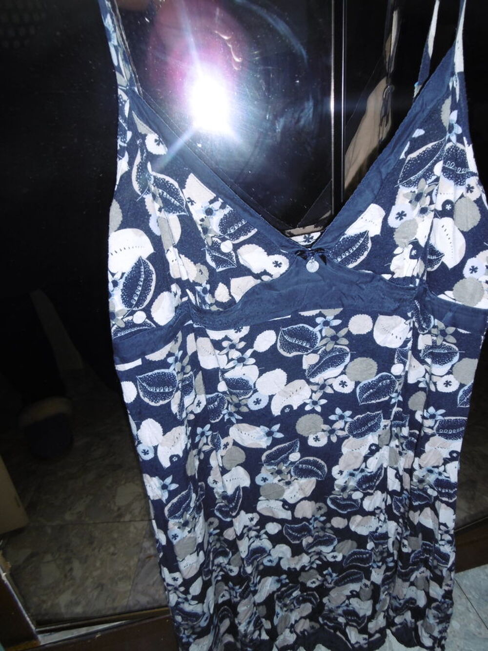 Nuisette femme coton bleue/beige Vêtements