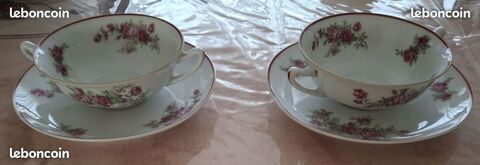2 grandes tasses avec soucoupes en porcelaine de Limoges 27 Meaux (77)