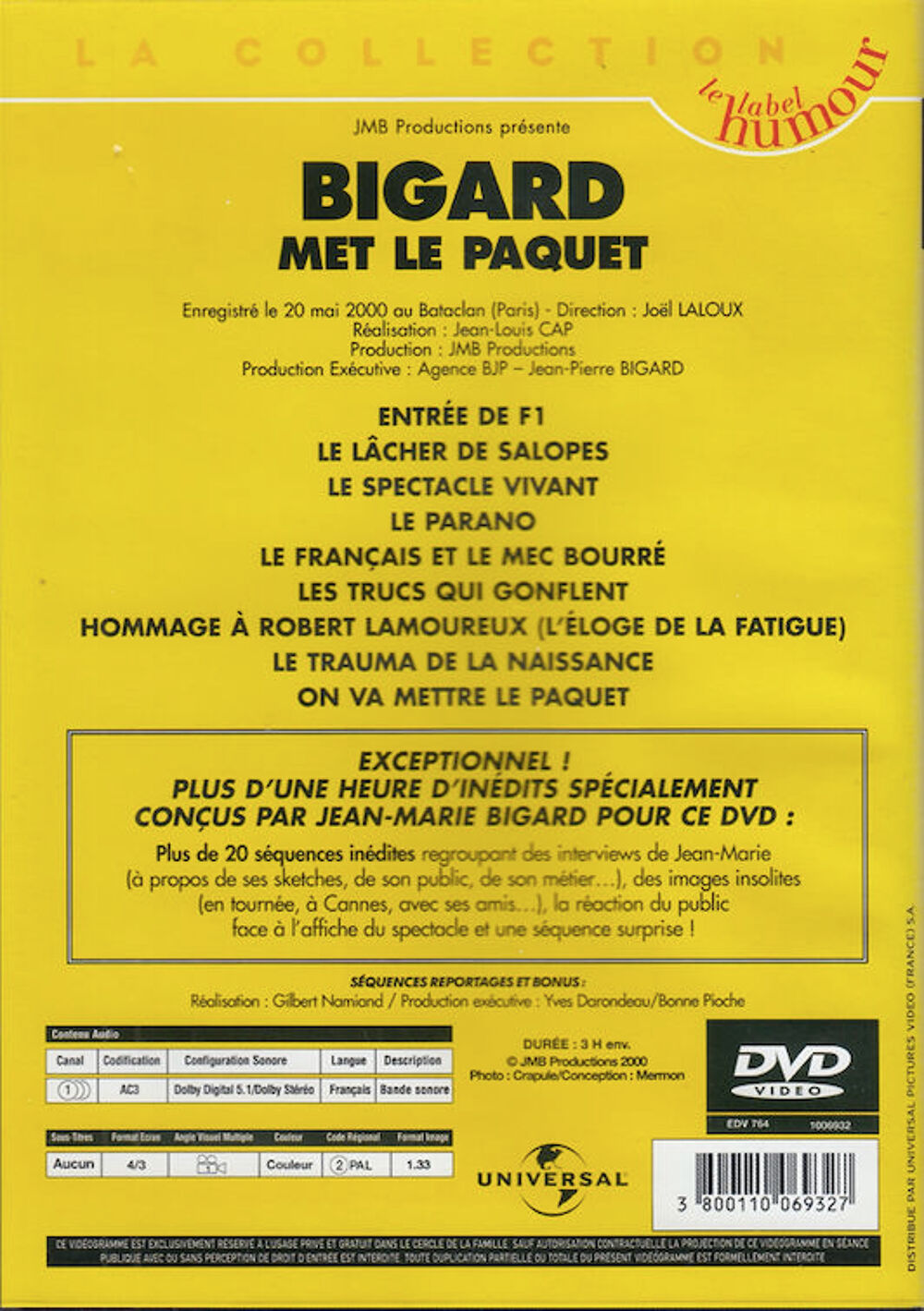 DVD Bigard Met Le Paquet - Enregistr&eacute; au Bataclan Paris DVD et blu-ray