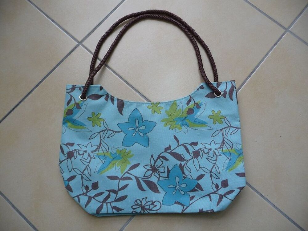 Sac bleu avec fleurs - N E U F Maroquinerie