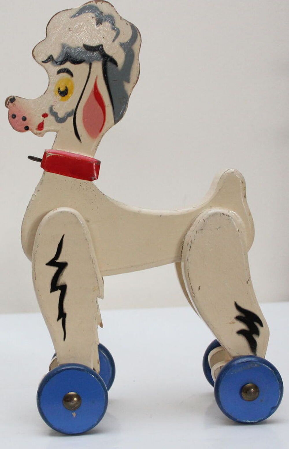 Caniche jouet bois &agrave; trainer 1950 Jeux / jouets