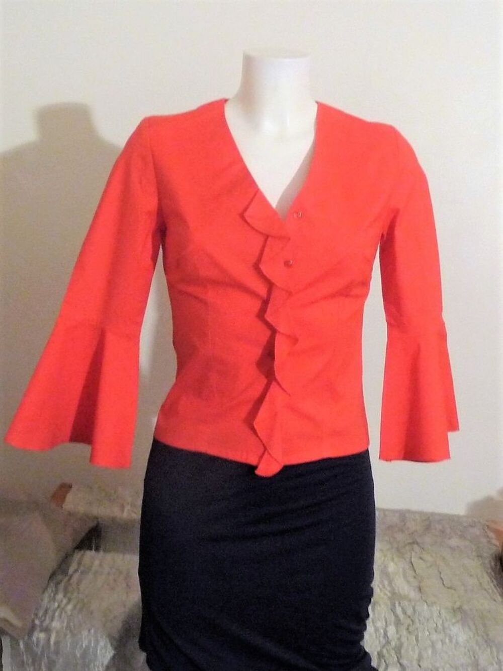 Chemisier/ Top Orange Corail avec ses Manches 3/4- Promod Vêtements
