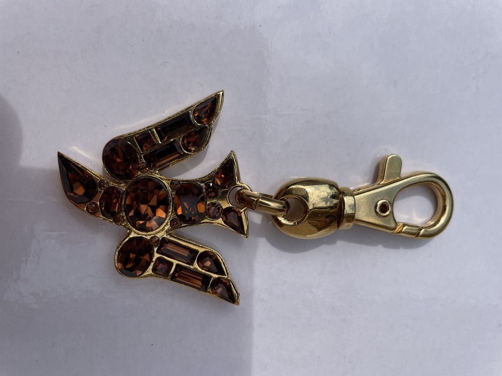 Motif Oiseau SR dor&eacute; Strass ambr&eacute; mousqueton Sonia RYKIEL Bijoux et montres