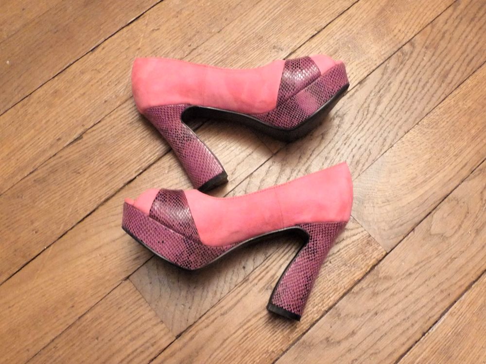 Escarpins/ Chaussures Compens&eacute;es Rose/ Violet &agrave; Talon-Jaclin Chaussures
