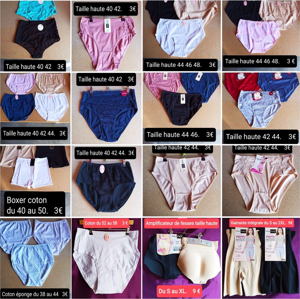 Sous v&ecirc;tements homme femme enfant neufs &agrave; partir de 1,50€ Vêtements