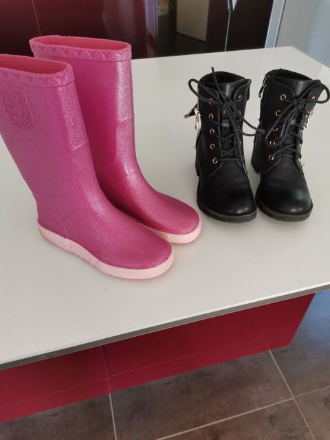 2 paires de bottes fille en 30 12 Orange (84)