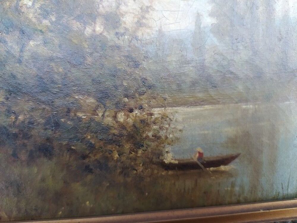 Tableau &Eacute;cole de Barbizon Paysage Lacustre sign&eacute; Furst Décoration