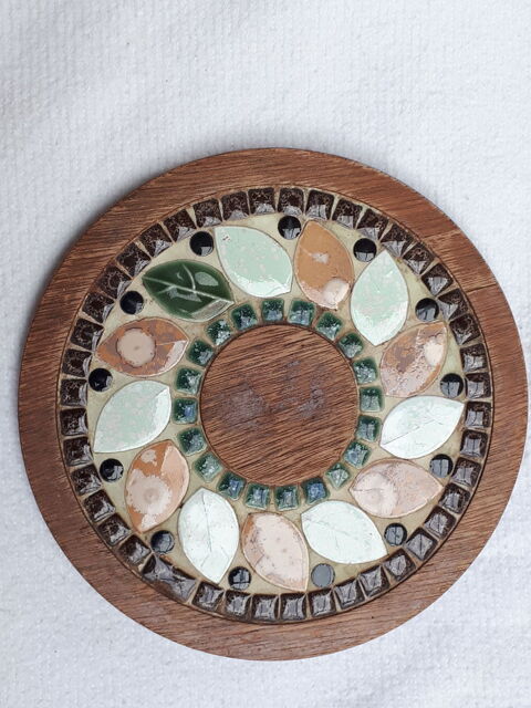 Dessous de plat en c�ramique et teck 8 Montigny-Lencoup (77)