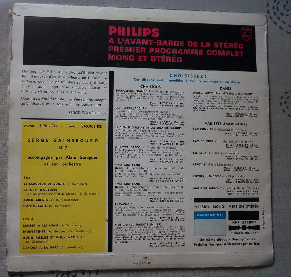 Serge Gainsbourg n&deg;2 Audio et hifi