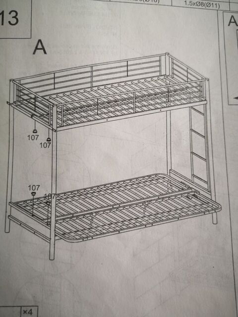 Mezzanine lits superposs acier noir 3 places trs bon tat 290 La Seyne-sur-Mer (83)