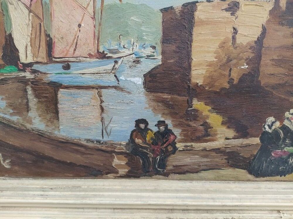 Tableau Paysage Breton Marine Port Concarneau non sign&eacute; 
