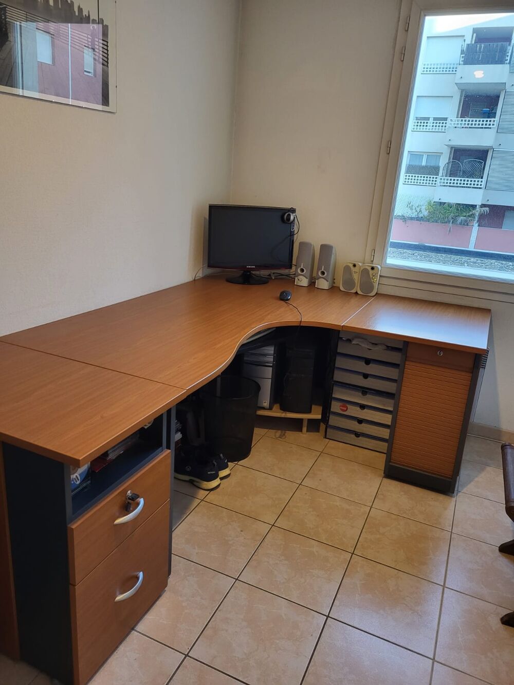 Bureau de Direction d'angle en bois avec rangements Meubles