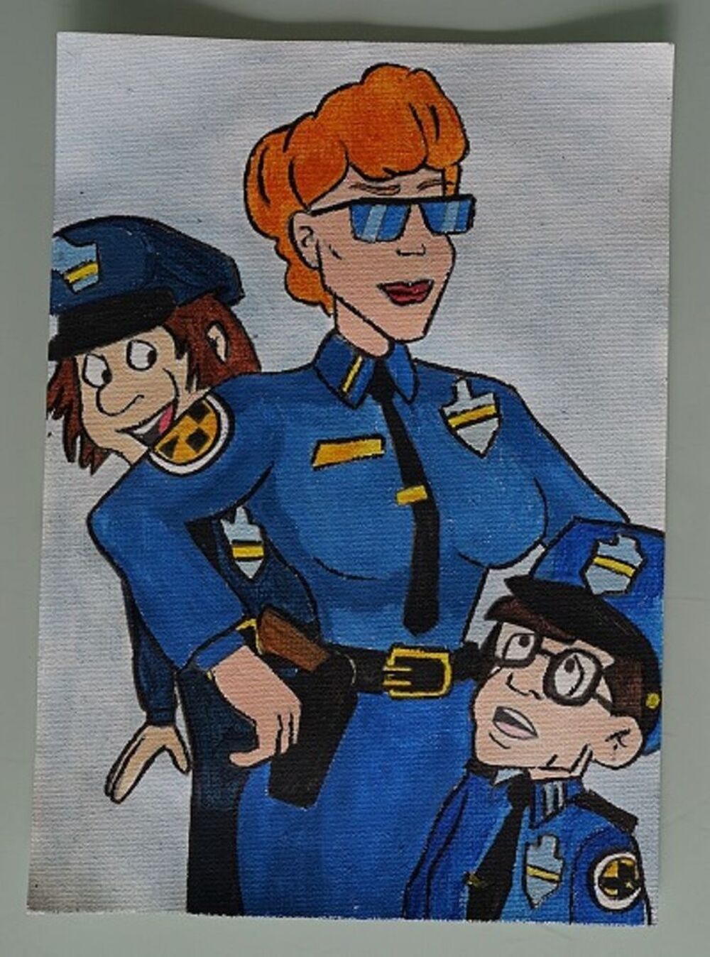 peinture - police academy - sur toile format A4 Décoration