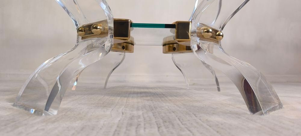 Table basse Lucite &amp; Laiton ? Style Hollywood Regency Meubles