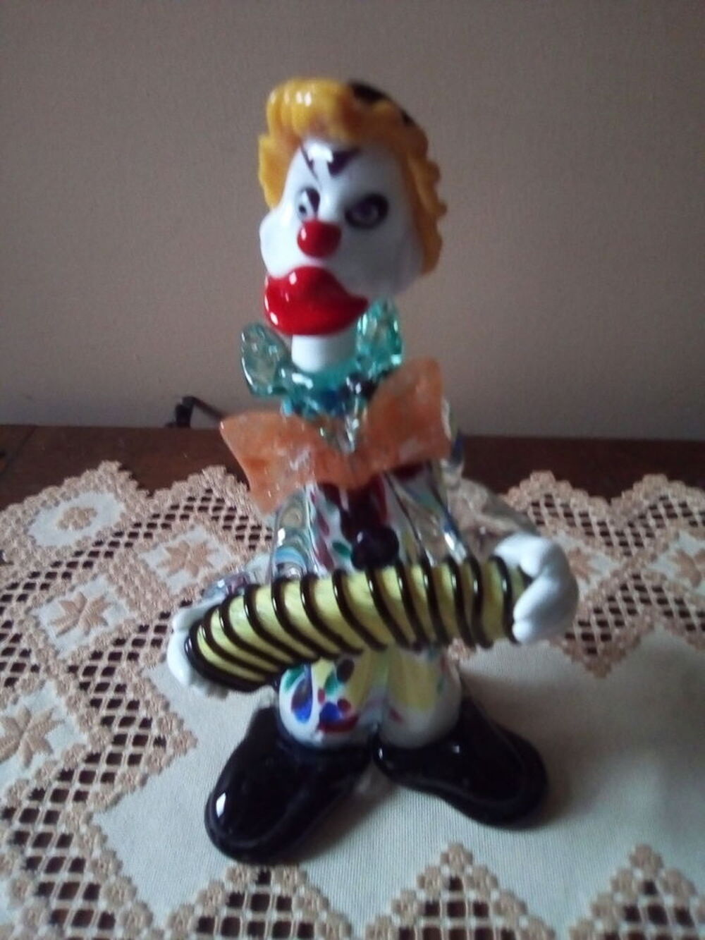 Clown &agrave; l'accord&eacute;on en Verre de Murano Multicolore Décoration