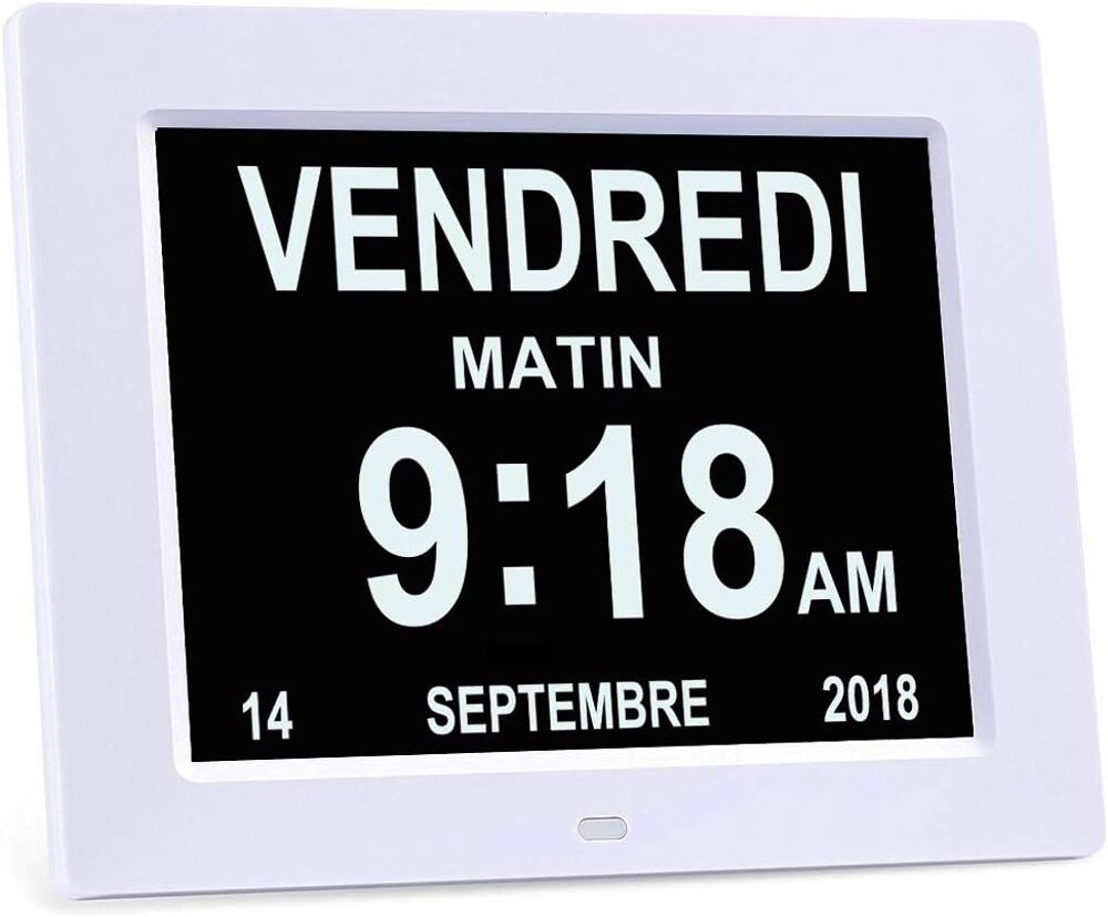 Horloge Num&eacute;rique 8" LCD avec Date, Jour et Heure Décoration