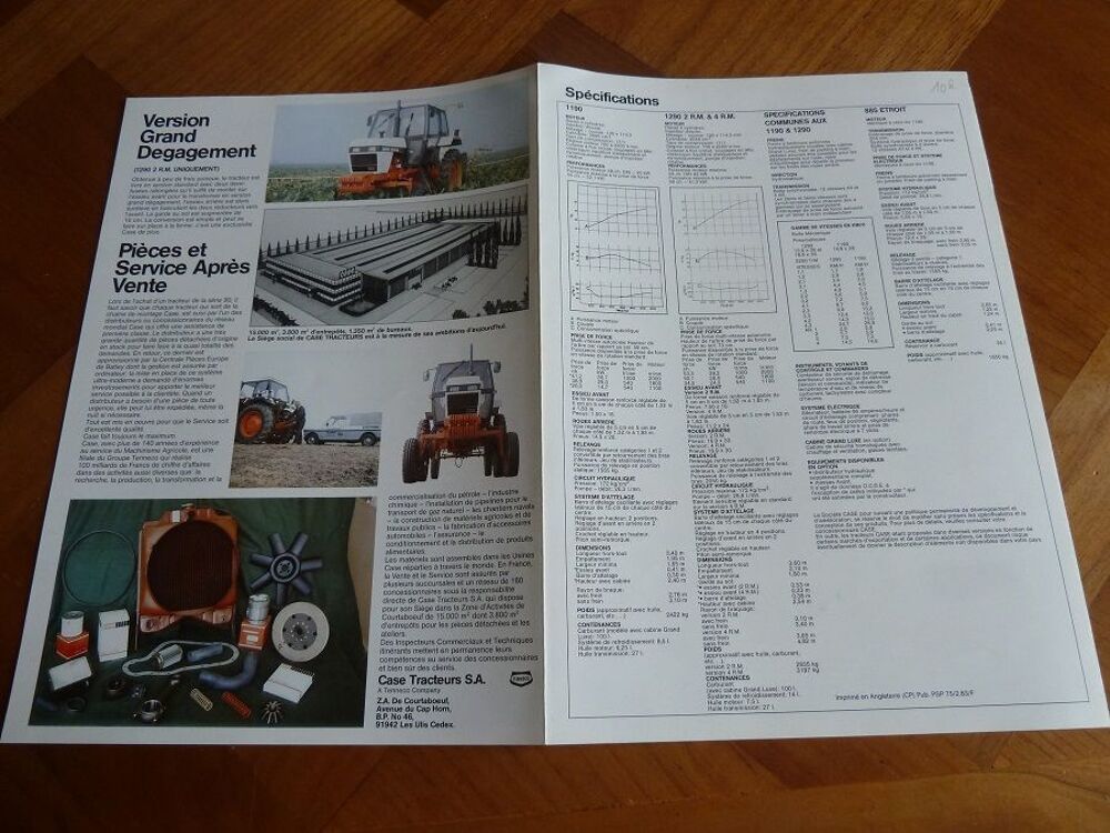 Prospectus tracteur CASE 1190-1290 