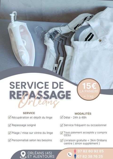 Repassage &agrave;  la pani&egrave;re - R&eacute;cup&eacute;ration et d&eacute;p&ocirc;t &agrave;  votre domicile 0 45000 Orl�ans