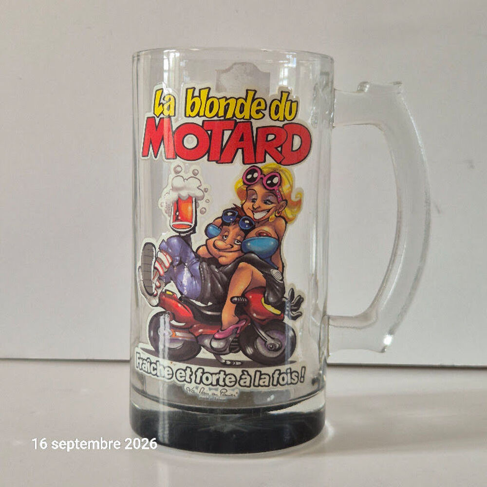 Chope &agrave; bi&egrave;re en verre transparent avec humoristique et insc Décoration