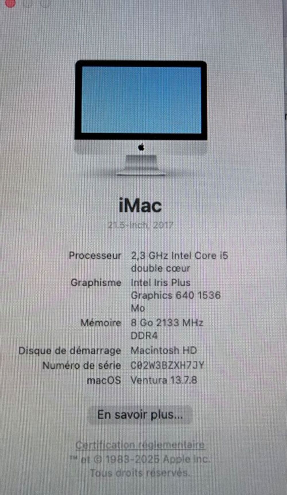 iMac 21,5 (2017) - Tr&egrave;s propre - Pr&ecirc;t &agrave; l'emploi Matériel informatique
