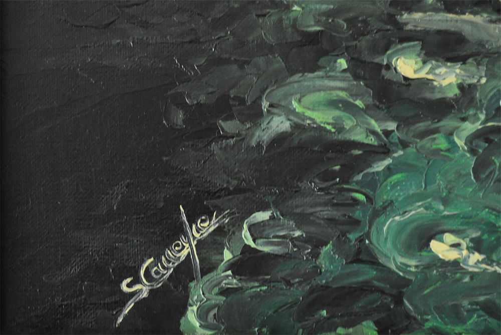 Tableau sur toile paysage cascade sign&eacute; S. C. CARREYRE Décoration