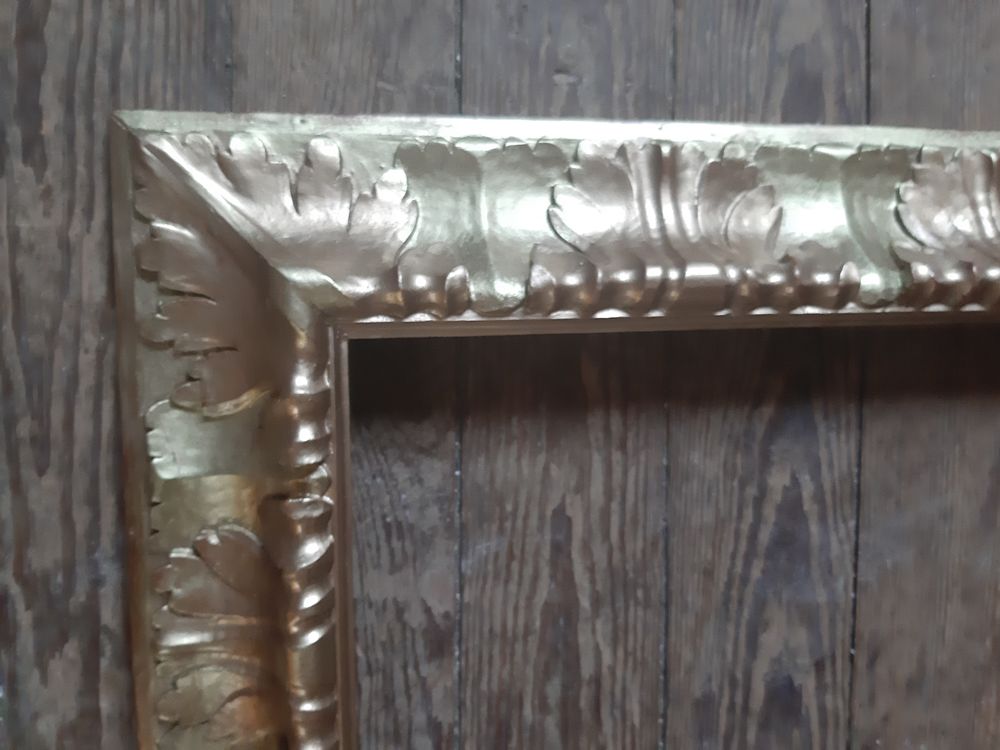 Cadre Bois Sculpt&eacute; Dor&eacute; Feuillure: 60x52 cm Décoration