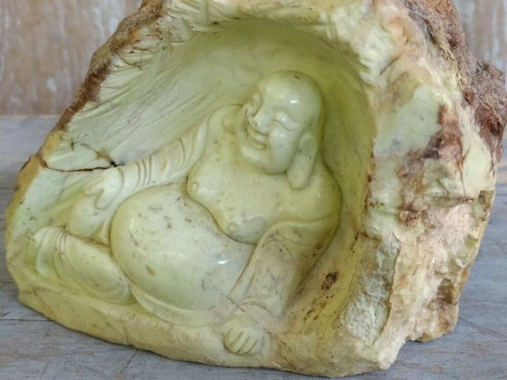 Sculpture Bouddha Pierre Dure Chine XX&egrave;me Chinese Carving 