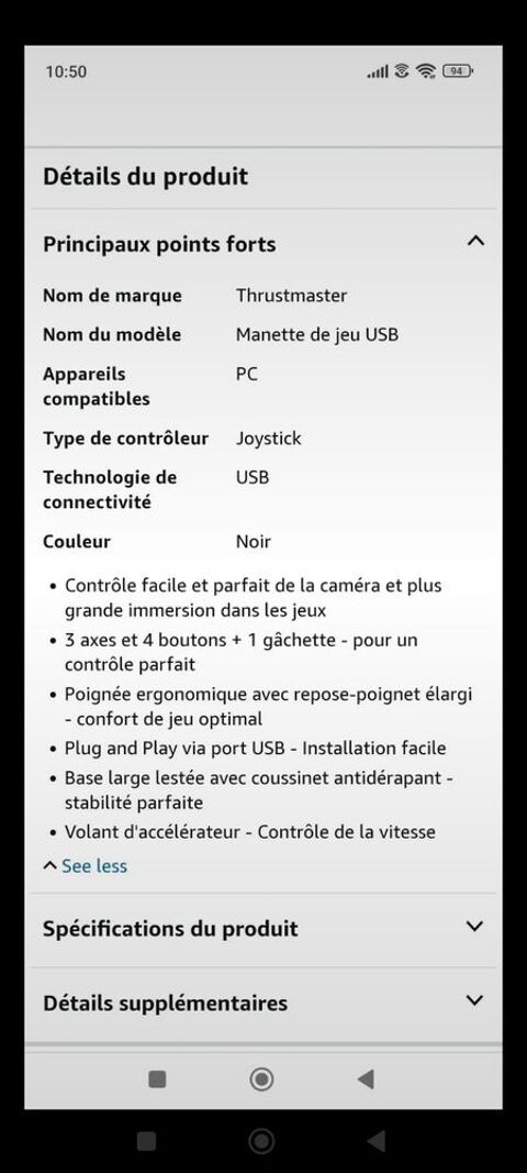 Manette simulation avion pour PC 30 Saint-Pierre-de-Cerni�res (27)