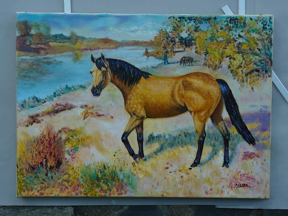  tableaux &agrave; l'huile vernis sur toile de lin Décoration