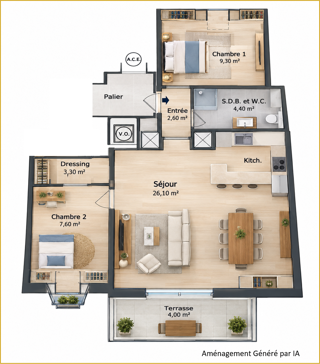  Appartement à vendre 3 pièces 53 m² La baule-escoublac