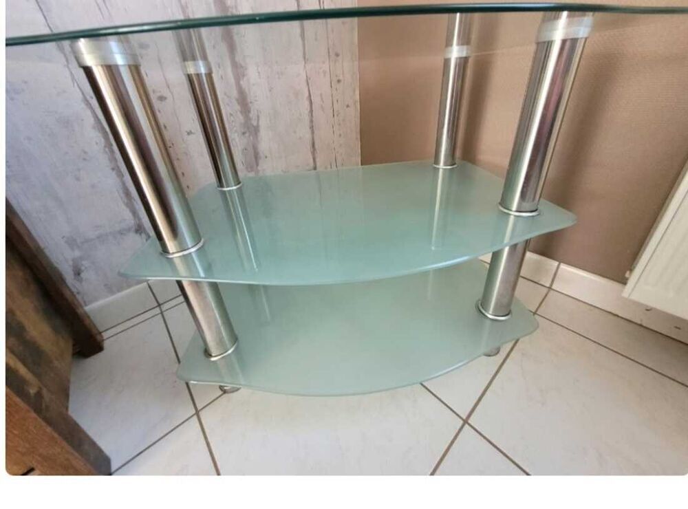 table tv en verre tremp&eacute; Meubles