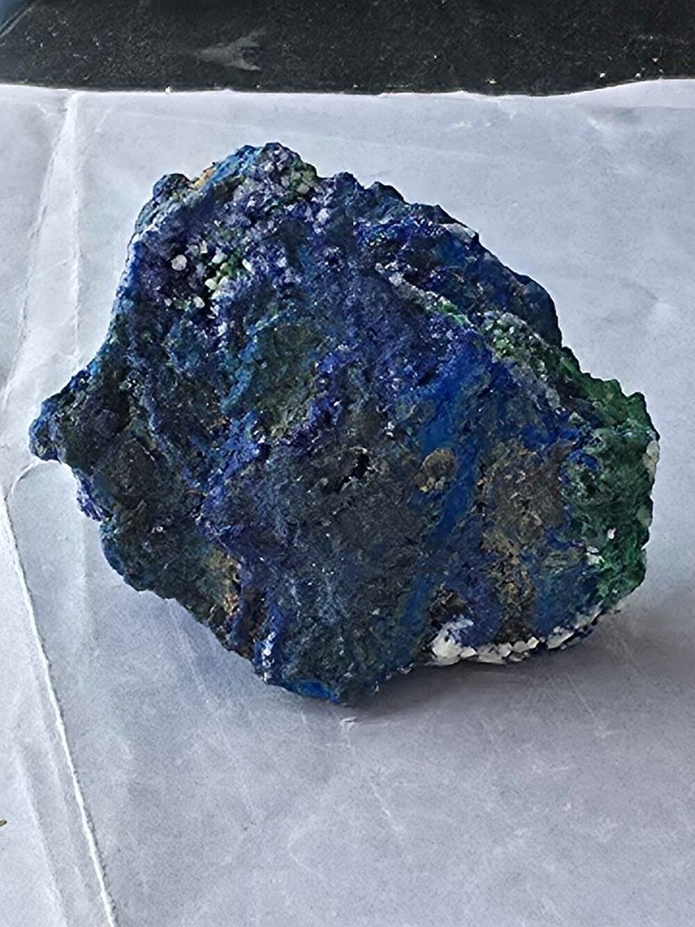 Superbe Min&eacute;ral Azurite Bleu Intense, Malachite Fibreuse &amp; Quartz-Katanga(RDC)-97g 
