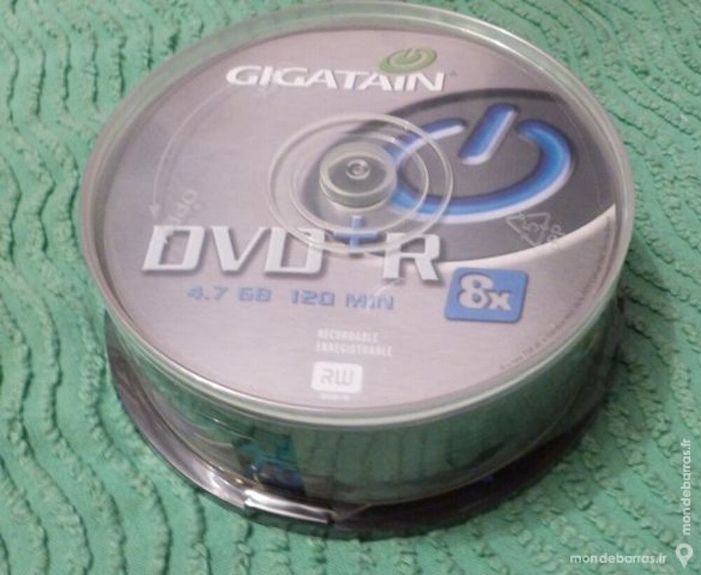 PACK 25 DVD+R 4,7 GO GIGATAIN 8x 2 heures NEUF DVD et blu-ray