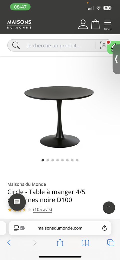 Table ronde 4 personnes et 4 chaises 100 Meaux (77)