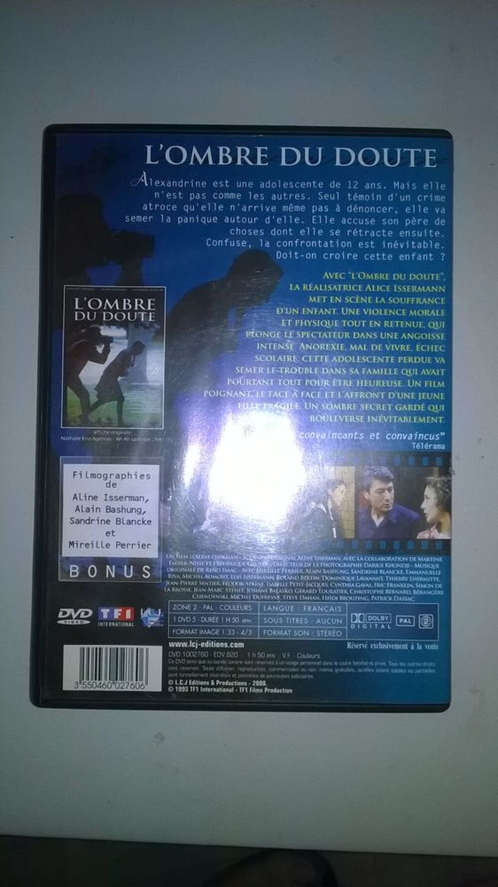 DVD L'Ombre Du Doute
Mireille Perrier, Alain Bashung
Exce
DVD et blu-ray