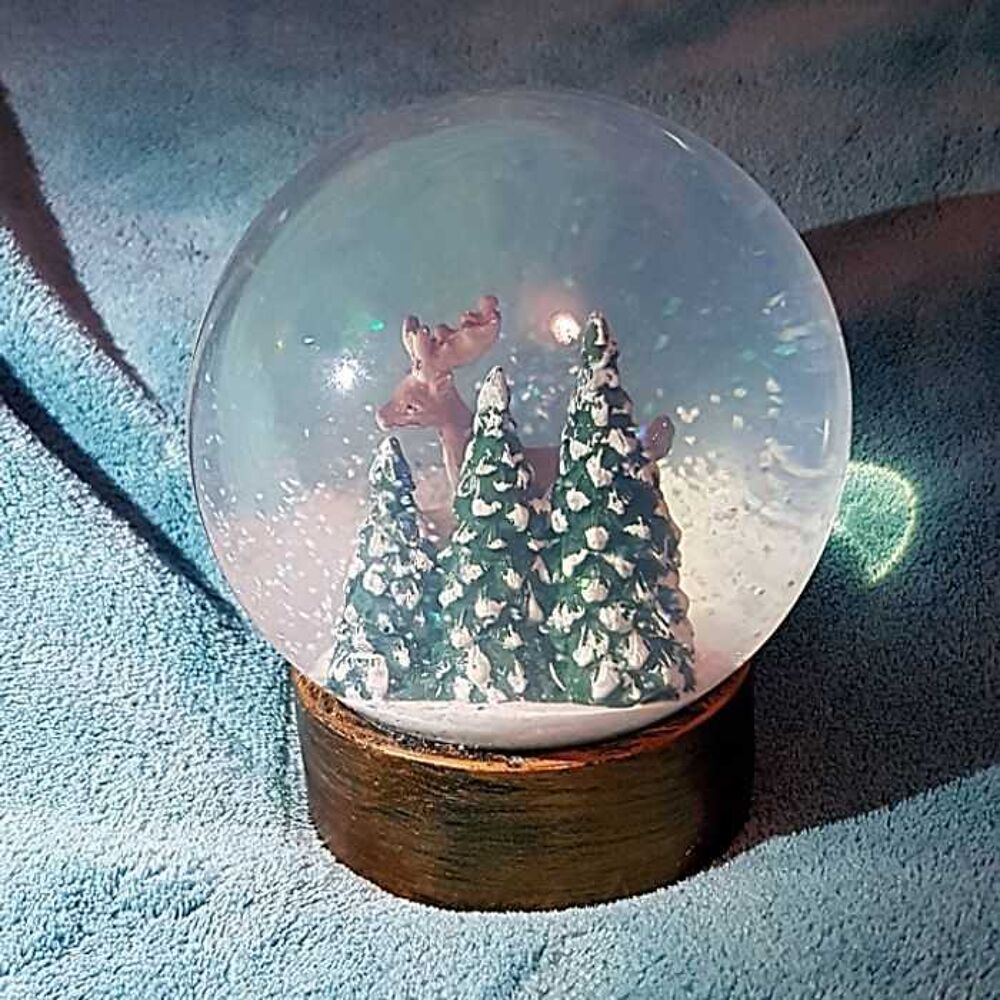 Grosse boule &agrave; neige paillette, verre, NEUF Dcoration