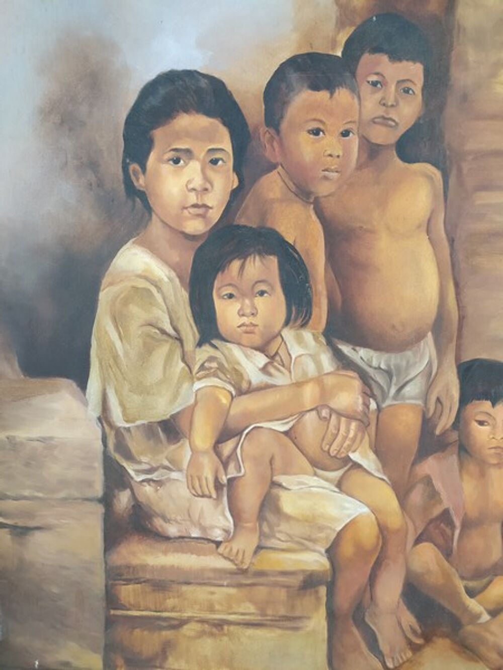 Tableau Portrait Enfants Fratrie Indon&eacute;sie 