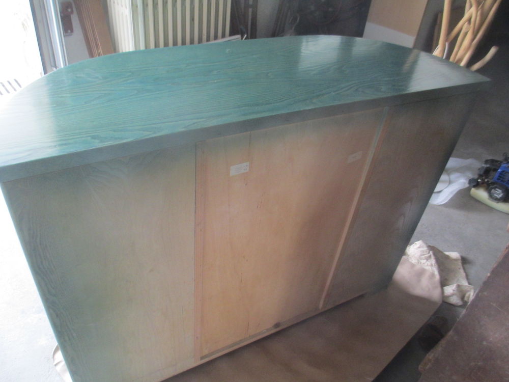 Buffet en osier et bambou laquage vert bleut&eacute; Meubles