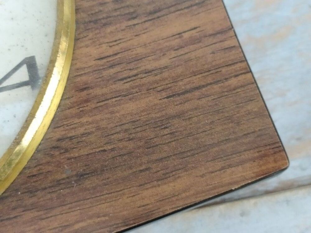 Pendule Murale Bayard Formica Style Bois Vintage 