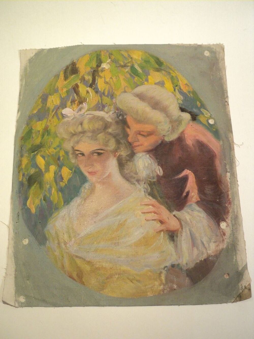 Peinture sur Toile Couple Sc&egrave;ne Galante XIX&egrave;me 