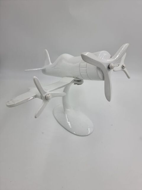 Avion à hélice décoratif métallisé de couleur blanche 5 Vulbens (74)