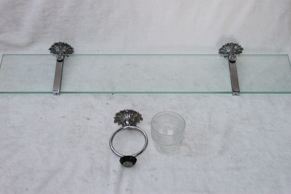 Ensemble tablette et porte verre pour salle de bain Décoration