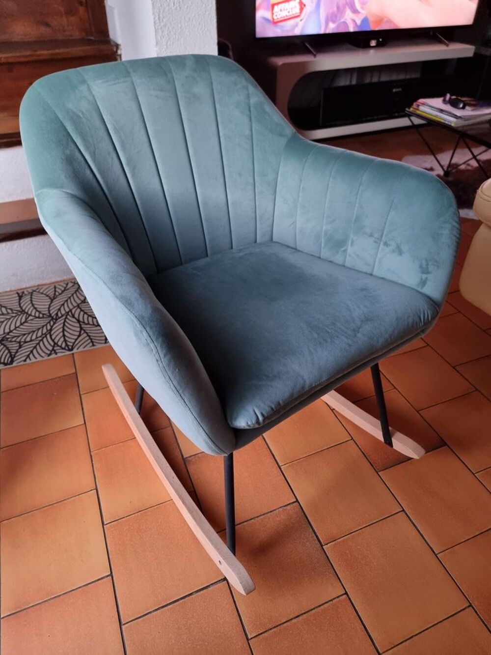 Fauteuil bascule vert d eau Meubles
