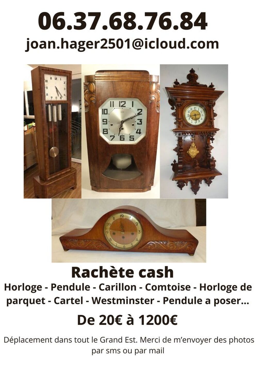 ach&egrave;te pendule horloge carillon.. 