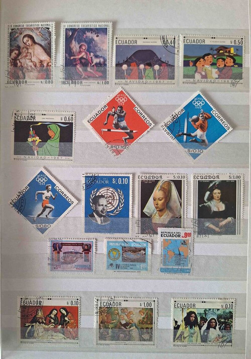 S&eacute;rie de timbres de collection d'&Eacute;quateur 