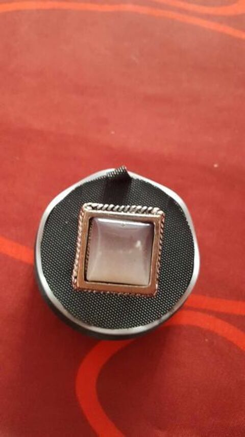   Bague carr�e tress�e  ciel gris r�glable artisanale N�1303 10 Beaune (21)