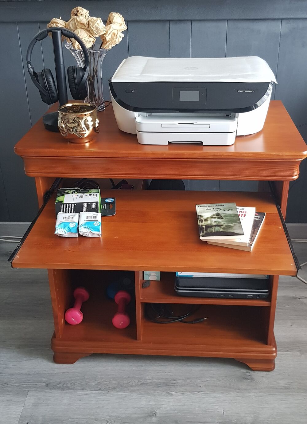 Meuble en bois merisier &agrave; TV ou musique style Louis Philippe Meubles